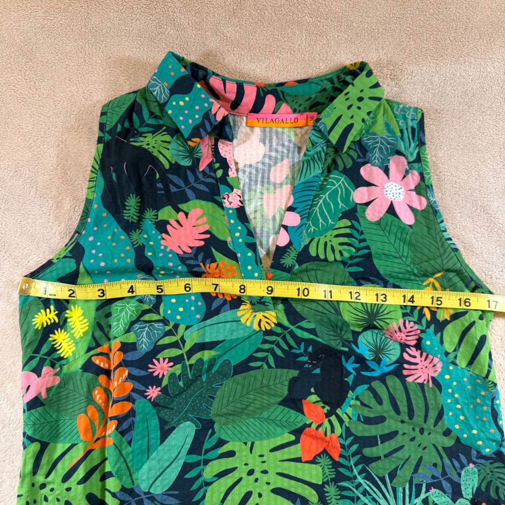 Vilagallo Jungle Print Shift Dress Tropical Safari Resort Vacation SZ EU 36/US 4 - Picture 11 of 16